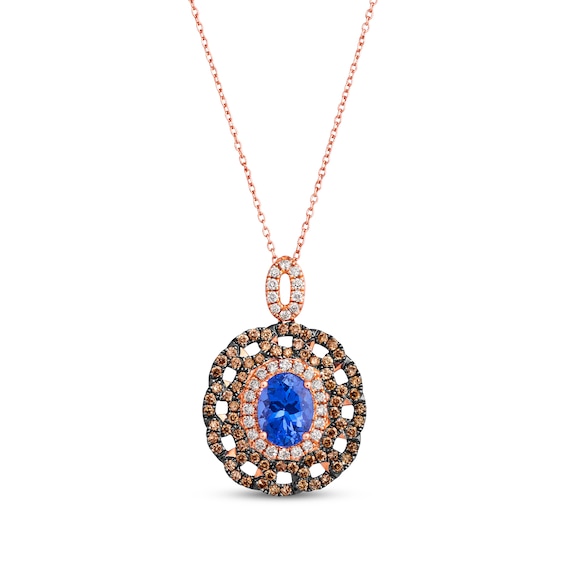 Le Vian Tanzanite Drop Necklace 1 ct tw Diamonds 14K Strawberry Gold 18”