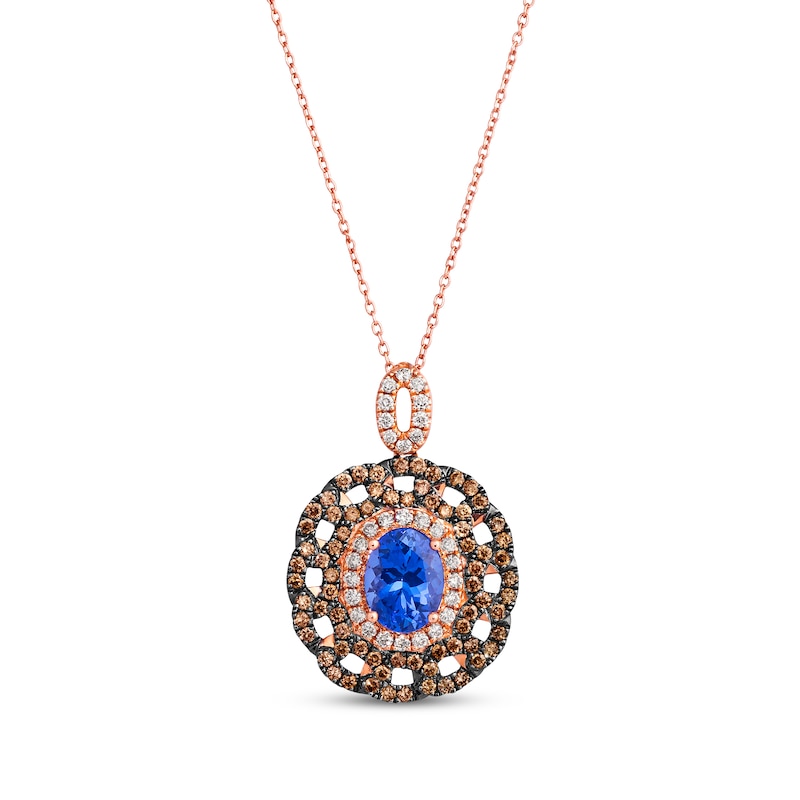 Main Image 1 of Le Vian Tanzanite Drop Necklace 1 ct tw Diamonds 14K Strawberry Gold 18”