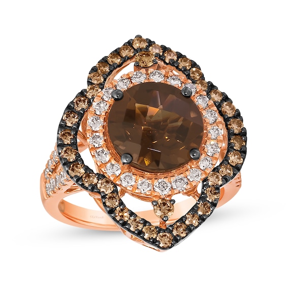 Le Vian Chocolate Quartz Ring 1-1/2 ct tw Diamonds 14K Strawberry Gold