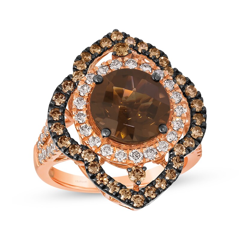 Main Image 1 of Le Vian Chocolate Quartz Ring 1-1/2 ct tw Diamonds 14K Strawberry Gold