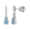 Thumbnail Image 0 of Vintage-Style Pear-Shaped Aquamarine & Round-Cut Diamond Drop Earrings 1/20 ct tw 10K White Gold