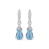 Thumbnail Image 2 of Vintage-Style Pear-Shaped Aquamarine & Round-Cut Diamond Drop Earrings 1/20 ct tw 10K White Gold