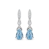 Thumbnail Image 1 of Vintage-Style Pear-Shaped Aquamarine & Round-Cut Diamond Drop Earrings 1/20 ct tw 10K White Gold