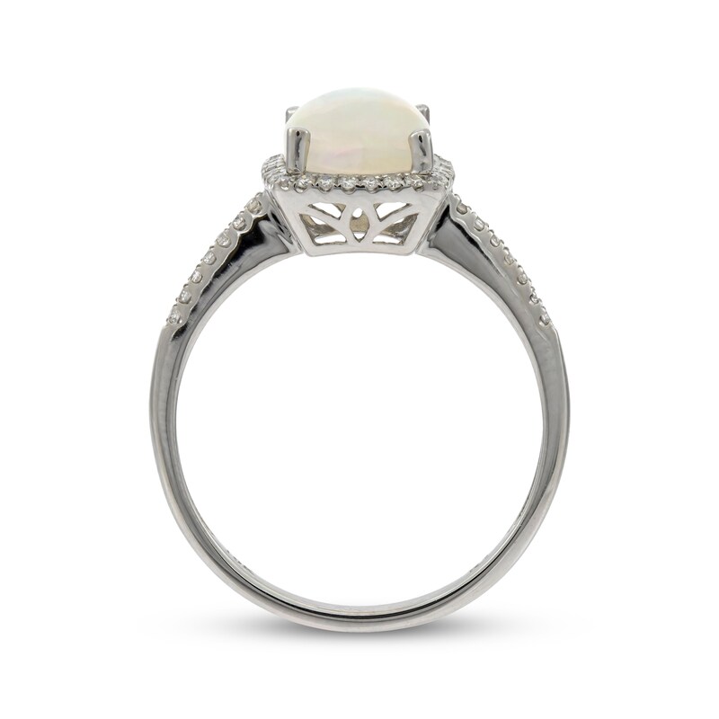 Main Image 2 of Cushion-Cut Opal & Round-Cut Diamond Ring 1/6 ct tw 10K White Gold