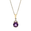 Thumbnail Image 1 of Round-Cut Amethyst & Diamond Accent Necklace 10K Yellow Gold 18”