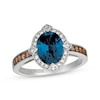 Thumbnail Image 1 of Le Vian Oval-Cut Blue Topaz Ring 1/4 ct tw Diamonds 14K Vanilla Gold