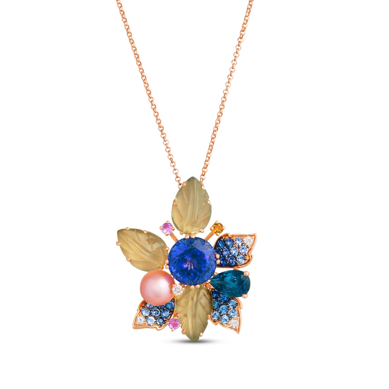 Main Image 1 of Le Vian Couture Multi-Stone Necklace 1/10 ct tw 18K Strawberry Gold 19”