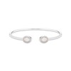 Thumbnail Image 1 of Oval-Cut Lab-Created Opal & Round-Cut White Lab-Created Sapphire Cuff Bangle Bracelet Sterling Silver