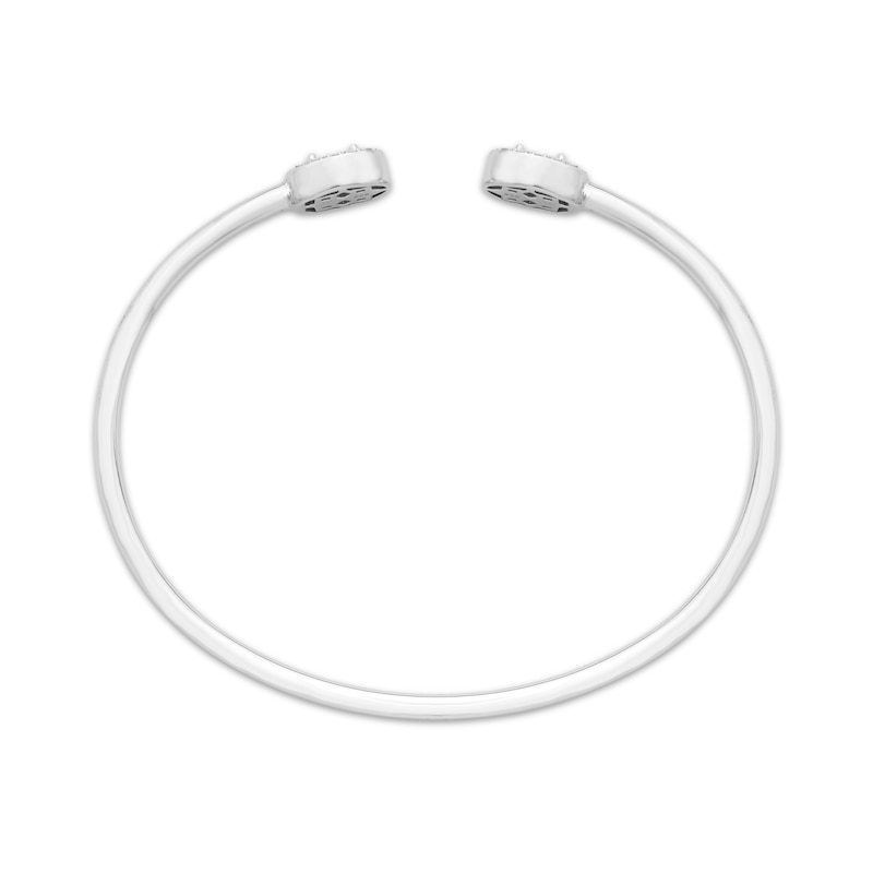 Main Image 3 of Oval-Cut Lab-Created Opal & Round-Cut White Lab-Created Sapphire Cuff Bangle Bracelet Sterling Silver
