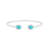Thumbnail Image 1 of Oval-Cut Blue Topaz & Round-Cut White Lab-Created Sapphire Cuff Bangle Bracelet Sterling Silver