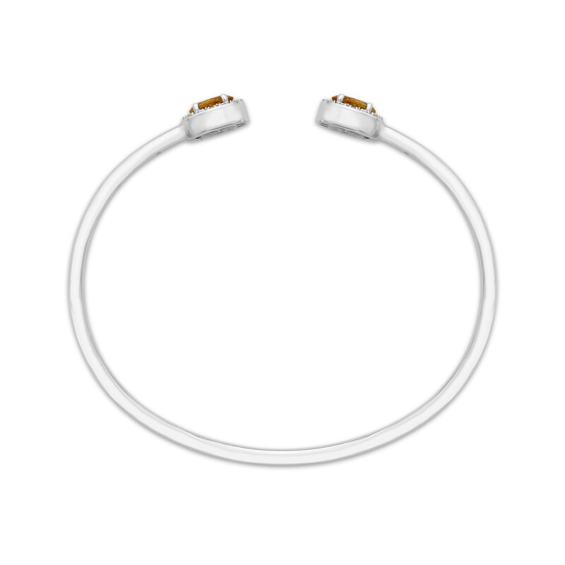 Main Image 3 of Oval-Cut Citrine & Round-Cut White Lab-Created Sapphire Cuff Bangle Bracelet Sterling Silver