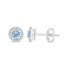 Thumbnail Image 0 of Round-Cut Aquamarine & Diamond Stud Earrings 1/10 ct tw 10K White Gold