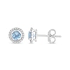 Thumbnail Image 1 of Round-Cut Aquamarine & Diamond Stud Earrings 1/10 ct tw 10K White Gold