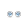 Thumbnail Image 1 of Round-Cut Aquamarine & Diamond Stud Earrings 1/10 ct tw 10K White Gold