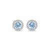 Thumbnail Image 2 of Round-Cut Aquamarine & Diamond Stud Earrings 1/10 ct tw 10K White Gold