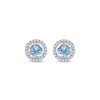 Thumbnail Image 1 of Round-Cut Aquamarine & Diamond Stud Earrings 1/10 ct tw 10K White Gold