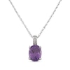 Thumbnail Image 1 of Oval-Cut Amethyst & Diamond Accent Necklace 10K White Gold 18”