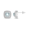 Thumbnail Image 1 of Cushion-Cut Aquamarine & Round-Cut White Lab-Created Sapphire Stud Earrings Sterling Silver