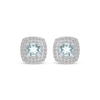 Thumbnail Image 2 of Cushion-Cut Aquamarine & Round-Cut White Lab-Created Sapphire Stud Earrings Sterling Silver