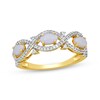 Thumbnail Image 0 of Oval-Cut Opal & Round-Cut Diamond Ring 1/4 ct tw 10K Yellow Gold