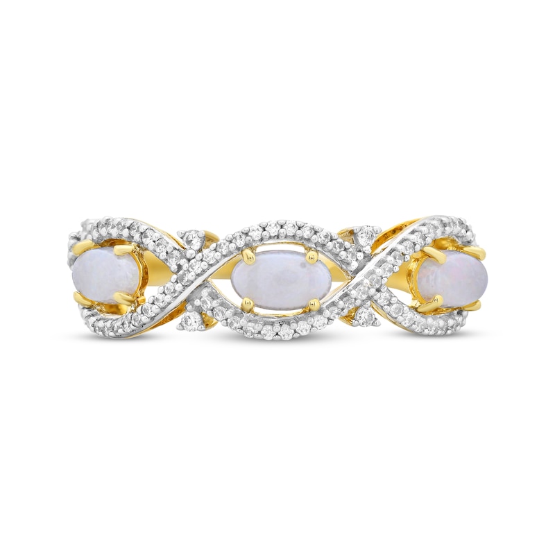 Oval-Cut Opal & Round-Cut Diamond Ring 1/4 ct tw 10K Yellow Gold