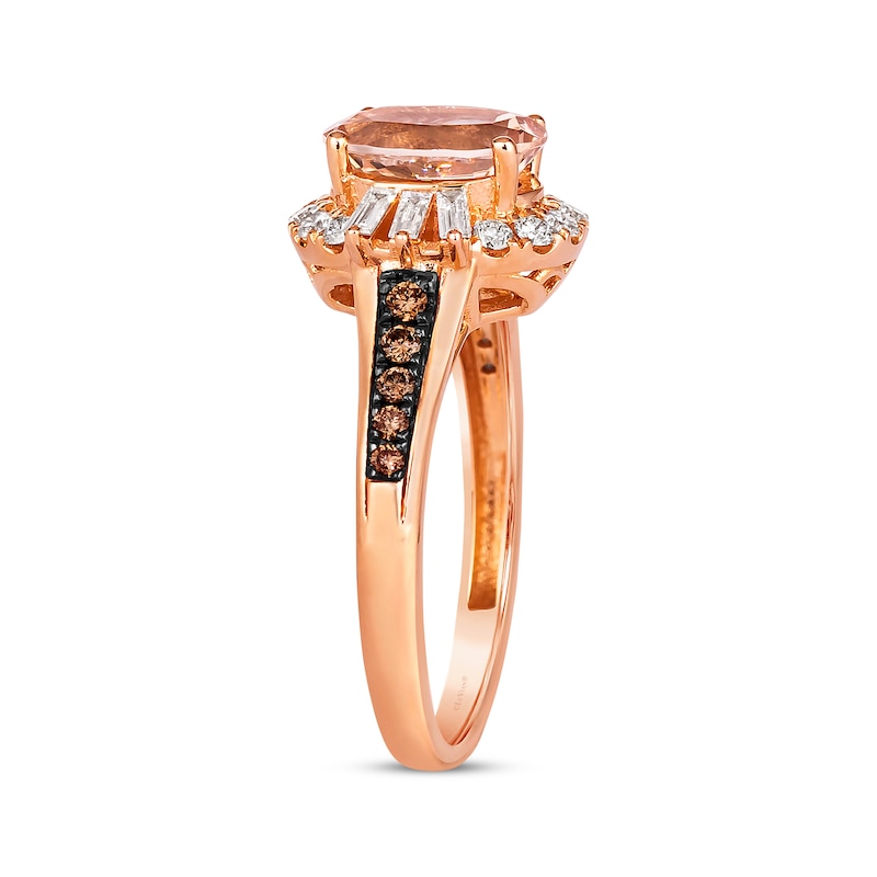 Main Image 2 of Le Vian Oval-Cut Morganite Ring 1/2 ct tw Diamonds 14K Strawberry Gold