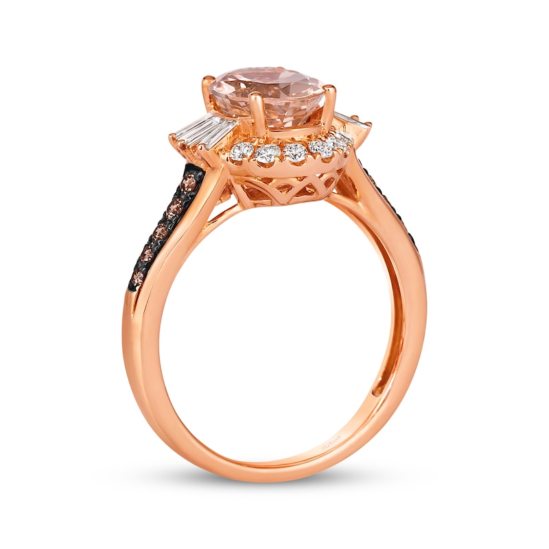 Main Image 3 of Le Vian Oval-Cut Morganite Ring 1/2 ct tw Diamonds 14K Strawberry Gold
