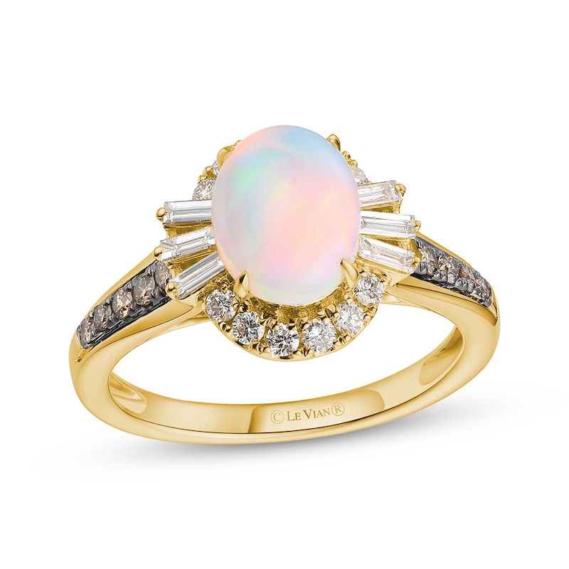 Main Image 1 of Le Vian Oval-Cut Opal Ring 1/2 ct tw Diamonds 14K Honey Gold