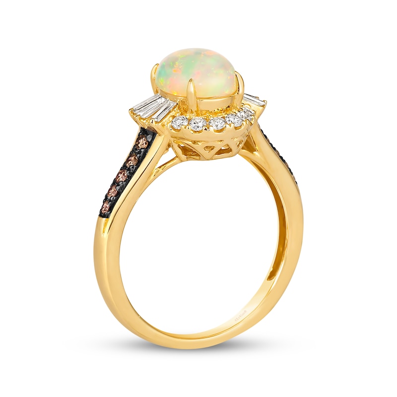 Main Image 3 of Le Vian Oval-Cut Opal Ring 1/2 ct tw Diamonds 14K Honey Gold
