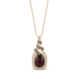 Le Vian Garnet Necklace 3/8 ct tw Diamonds 14K Honey Gold 19"