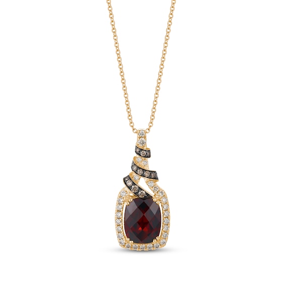 Le Vian Garnet Necklace 3/8 ct tw Diamonds 14K Honey Gold 19"