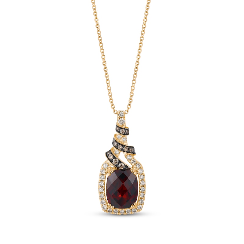 Main Image 1 of Le Vian Garnet Necklace 3/8 ct tw Diamonds 14K Honey Gold 19&quot;