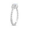 Thumbnail Image 2 of Cushion-Cut Lab-Created Opal & Round-Cut White Lab-Created Sapphire Beaded Ring Sterling Silver