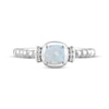 Thumbnail Image 3 of Cushion-Cut Lab-Created Opal & Round-Cut White Lab-Created Sapphire Beaded Ring Sterling Silver