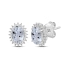 Thumbnail Image 1 of Oval-Cut Aquamarine & Round-Cut White Lab-Created Sapphire Starburst Stud Earrings Sterling Silver