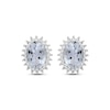 Thumbnail Image 2 of Oval-Cut Aquamarine & Round-Cut White Lab-Created Sapphire Starburst Stud Earrings Sterling Silver