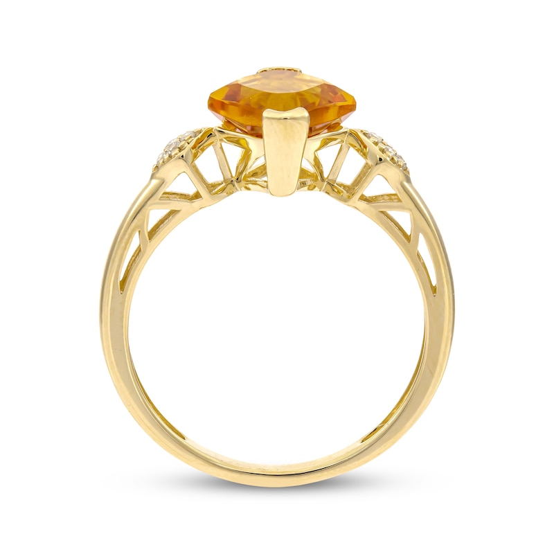 Main Image 2 of Cushion-Cut Citrine & Round-Cut Diamond Ring 1/20 ct tw 10K Yellow Gold