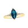 Marquise-Cut London Blue Topaz & Diamond Ring 1/20 ct tw 10K Yellow Gold