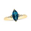 Thumbnail Image 0 of Marquise-Cut London Blue Topaz & Diamond Ring 1/20 ct tw 10K Yellow Gold