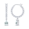 Thumbnail Image 1 of Pear-Shaped Aquamarine Beaded Drop Hoop Earrings Sterling Silver