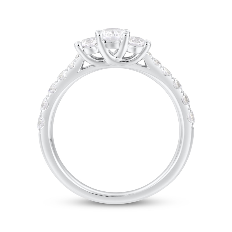 Oval-Cut Diamond Three-Stone Engagement Ring 1 ct tw 14K White Gold