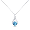 Thumbnail Image 1 of Cushion-Shaped Swiss Blue Topaz & Round-Cut White Lab-Created Sapphire Swirl Necklace Sterling Silver 18”