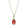 Thumbnail Image 1 of Oval-Cut Fire Opal & Diamond Accent Necklace 10K Yellow Gold 18”