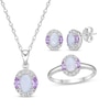 Thumbnail Image 1 of Oval-Cut Lab-Created Opal & Multi-Shape Pink and White Lab-Created Sapphire Gift Set Sterling Silver