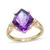 Marquise-Cut Amethyst & Diamond Accent Ring 10K Yellow Gold