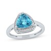 Trillion-Cut Swiss Blue Topaz & Round-Cut White Lab-Created Sapphire Ring Sterling Silver