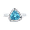 Trillion-Cut Swiss Blue Topaz & Round-Cut White Lab-Created Sapphire Ring Sterling Silver