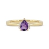 Pear-Shaped Amethyst & Round-Cut White Topaz Ring 10K Yellow Gold