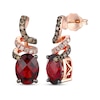 Thumbnail Image 0 of Le Vian Oval-Cut Garnet Drop Earrings 3/8 ct tw Diamonds 14K Strawberry Gold