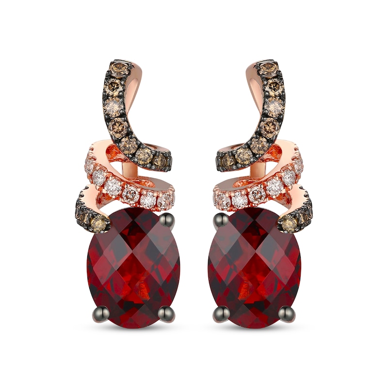 Le Vian Oval-Cut Garnet Drop Earrings 3/8 ct tw Diamonds 14K Strawberry Gold